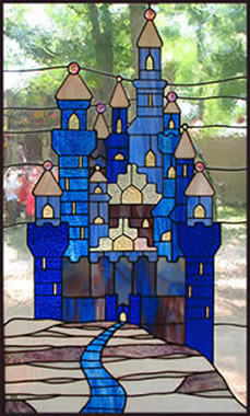 Stained glass: Blue Dream Castle by Gemini Glass