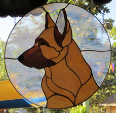 Stained glass: German Shepherd by Gemini Glass