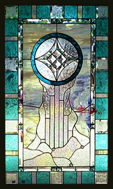 Stained glass: Green and clear "Crystal Castle" by Gemini Glass